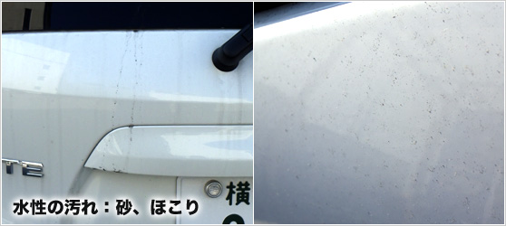 水性の汚れ:砂やほこり